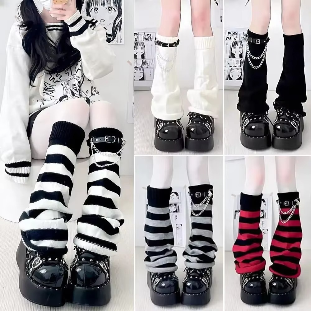 Boot Sock Slouchy - Penghangat Kaki Rajutan Gothic Harajuku, Manset