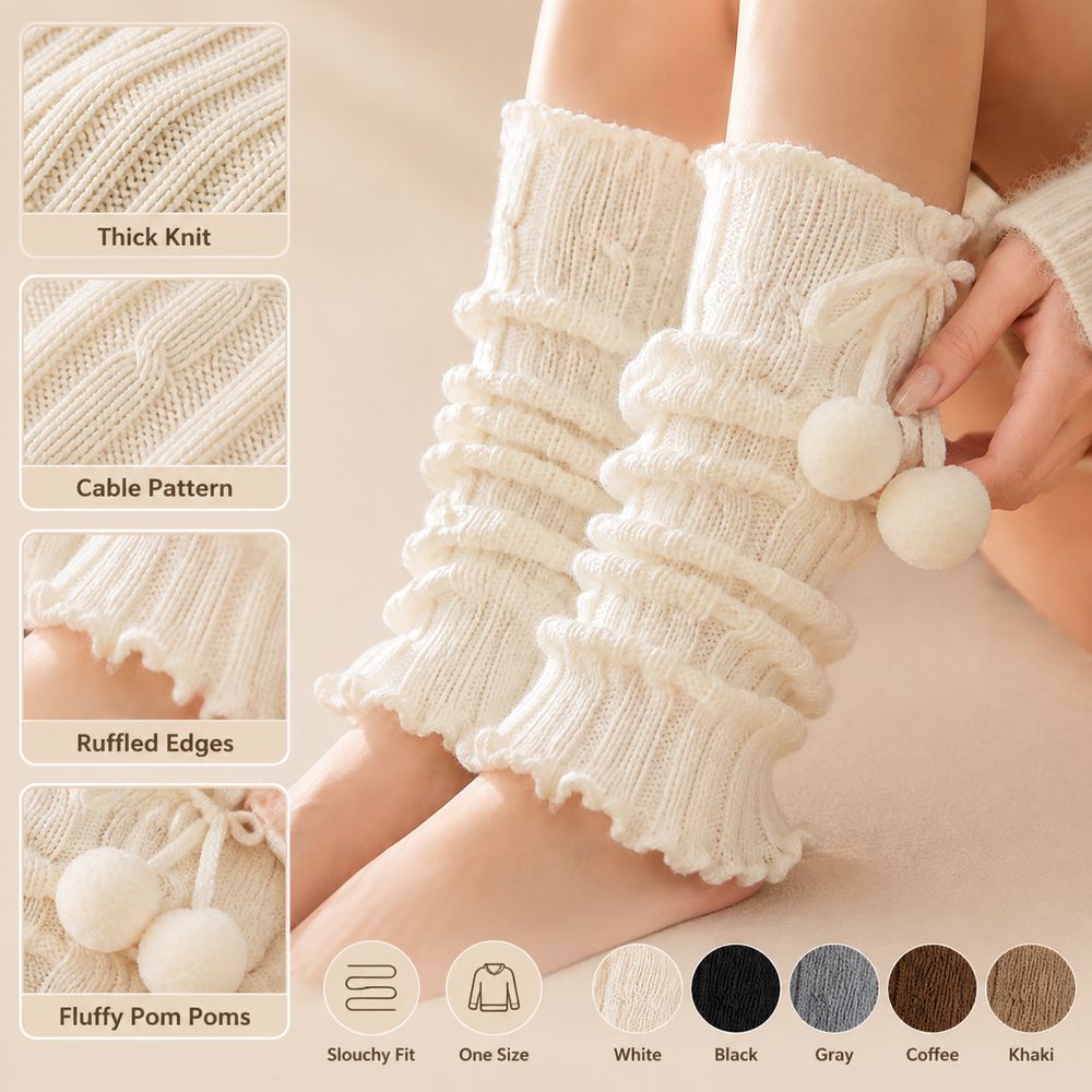 Boot Sock Slouchy - Penghangat Kaki Rajutan dengan Tepi Berumbai,